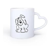 AYUEHBN Mango de cerámica en forma de corazón Tazas de gres para café y té Perro gracioso mascota animal cachorro cola amigo pies 11oz/320ml Para leche, té, cola y agua