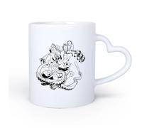 AYUEHBN Mango de cerámica en forma de corazón Tazas de porcelana Animales de fantasía de batalla Mono Gorila Pulpo Agarrando Rabia 11oz/320ml Regalo para hombre o mujer
