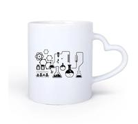 AYUEHBN Mango de cerámica en forma de corazón Tazas de té y café con estilo Ciencia Laboratorio Químico Científico Escuela de Química 11oz/320ml Bebidas calientes, espresso