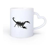 AYUEHBN Mango de cerámica en forma de corazón Tazas de té y café con estilo Escorpión, animal, veneno, depredador del desierto 11oz/320ml Tazas de cerámica para el hogar o el trabajo