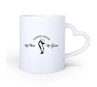 AYUEHBN Mango de cerámica en forma de corazón Tazas Geniales Deporte Cuerpo Hermoso Gimnasia Fitnesscenter Sin Dolor No Hay Ganancia Fitnesscenter 11oz/320ml Para el hogar o el trabajo