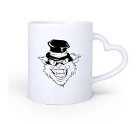 AYUEHBN Mango de cerámica en forma de corazón Tazas Grandes para Bebidas Calientes Cabeza de animal mascota loco de gato enojado 11oz/320ml Apto para lavavajillas y microondas