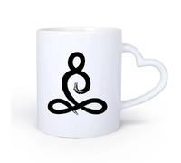 AYUEHBN Mango de cerámica en forma de corazón Tazas Grandes para Bebidas Calientes Yoga Meditación Budismo Zen Caligrafía 11oz/320ml Taza de cerámica para capuchino, té, leche