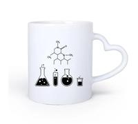 AYUEHBN Mango de cerámica en forma de corazón Tazas para Chocolate Caliente Ciencia Química Cristalería Escuela Laboratorio Tubo de ensayo 11oz/320ml Porcelana fina cerámica