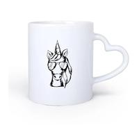 AYUEHBN Mango de cerámica en forma de corazón Tazas para Hogar y Oficina Gafas de sol de unicornio Animal Fantasía Cuento de hadas 11oz/320ml Para té, café y bebidas calientes