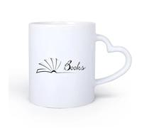 AYUEHBN Mango de cerámica en forma de corazón Tazas para Hogar y Oficina Libros de la biblioteca Librería Librería del lector 11oz/320ml Ideal para el hogar, la oficina, cafeterías, ideas de regalo
