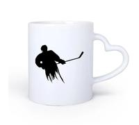 AYUEHBN Mango de cerámica en forma de corazón Tazas personalizadas Jugador de hockey sobre hielo, aficionado a los deportes, chicos 11oz/320ml Regalo para hombre o mujer