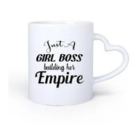 AYUEHBN Mango de cerámica en forma de corazón Tazas Resistentes Chica Jefa Construyendo Imperio Mujer de Negocios Cita Letras Palabras 11oz/320ml Bebidas calientes, espresso