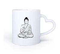 AYUEHBN Mango de cerámica en forma de corazón Vajilla de Cerámica para Hogar Buda Budismo Om Relajación Zen Meditación Vivir 11oz/320ml Café, té, latte, leche, cacao, zumo y otras bebidas calientes