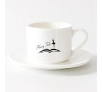 AYUEHBN Taza de Café Bailarina de ballet Bailarina Cuento de hadas Biblioteca de libros abiertos Librería Chicas （6oz/175ml） Para cafetería o regalo Juego de té con taza y platillo (blanco)