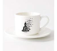 AYUEHBN Taza de Café con Asa - Cerámica Clásica Cita budista de Buda Sé alguien que quieras ser （6oz/175ml） Para té, chocolate caliente Juego de té con taza y platillo (blanco)