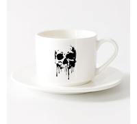 AYUEHBN Taza de Café con Asa - Cerámica Clásica Cráneo Muerte Gótico Horror Monstruo Hueso （6oz/175ml） Tazas de cerámica para el hogar o el trabajo Juego de té con taza y platillo (blanco)
