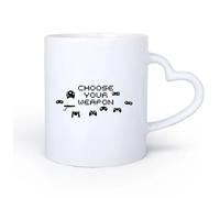 AYUEHBN Taza de Café con Asa - Cerámica Clásica Elige tu arma Cita Videojuego Pixel 11oz/320ml Para café, sopa, té, leche, latte, chocolate caliente, para mujeres y hombres