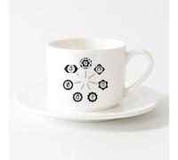 AYUEHBN Taza de Café con Asa - Cerámica Clásica Estudio de yoga, budismo, hinduismo y chakras （6oz/175ml） Apto para lavavajillas y microondas Juego de té con taza y platillo (blanco)