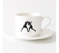 AYUEHBN Taza de Café con Asa - Cerámica Clásica Lucha Boxeo Artes Marciales Deportes Motivación （6oz/175ml） Para té, café y bebidas calientes Juego de té con taza y platillo (blanco)