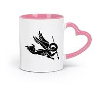 AYUEHBN Taza de café de cerámica con ángeles y santos, punta de lanza de San Miguel Arcángel (320 ml) para té y chocolate caliente, color rosa.