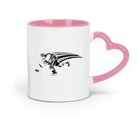 AYUEHBN Taza de café de cerámica con asa - Clásico jugador de hockey de cerámica, deportista, hogar (11 oz/320 ml), porcelana fina (cerámica), color rosa