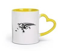 AYUEHBN Taza de café de cerámica con asa - Clásico jugador de hockey de cerámica, deportista, hogar (11 oz/320 ml), porcelana fina (cerámica), amarillo