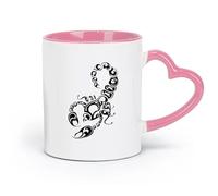 AYUEHBN Taza de café de cerámica con diseño de animales de aracnología, insectos, escorpión, picadura de veneno (320 ml) para té, café, leche y capuchino, color rosa.