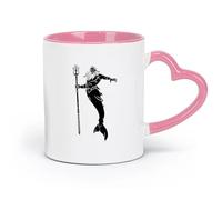 AYUEHBN Taza de café de cerámica con diseño de dios Poseidón, fantasía marina, tridente náutico (320 ml), apta para lavavajillas y microondas, para la oficina y el hogar, color rosa.