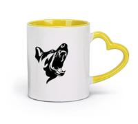 AYUEHBN Taza de café de cerámica con diseño de perro enojado, patrulla aterradora, seguridad animal, garaje para mascotas, cueva de hombre (320 ml) para el hogar y la oficina, color amarillo