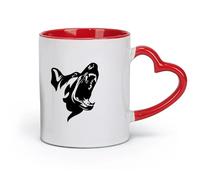 AYUEHBN Taza de café de cerámica con diseño de perro enojado, patrulla aterradora, seguridad animal, garaje para mascotas, cueva de hombre (11 oz/320 ml) para el hogar y la oficina, color rojo