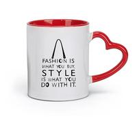 AYUEHBN Taza de café de cerámica con frase de moda para adictos a las compras (320 ml) apta para lavavajillas y microondas, para la oficina y el hogar, color rojo