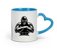 AYUEHBN Taza de café de cerámica con texto en inglés Strong Man Strength Fighter Fight The Power (11 oz/320 ml) Ideal para el hogar, la oficina, los cafés e ideas de regalo. Azul.