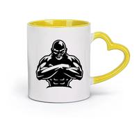AYUEHBN Taza de café de cerámica con texto en inglés Strong Man Strength Fighter Fight The Power (11 oz/320 ml) Ideal para el hogar, la oficina, los cafés e ideas de regalo. Amarillo.