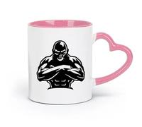 AYUEHBN Taza de café de cerámica con texto en inglés Strong Man Strength Fighter Fight The Power (320 ml) ideal para el hogar, la oficina, cafeterías e ideas de regalo. Rosa.