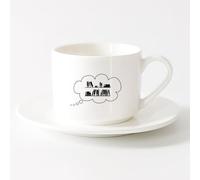 AYUEHBN Taza de Café de Cerámica Libros Biblioteca Librería Ratón de biblioteca Lectura Cuentos （6oz/175ml） Para té, café y bebidas calientes Juego de té con taza y platillo (blanco)