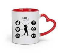 AYUEHBN Taza de café de cerámica para adelgazar, dieta, entrenamiento, fitness, cardio, deporte (320 ml), apta para lavavajillas, color rojo.