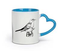 AYUEHBN Taza de café elegante de cerámica con diseño de pájaro cantor en una rama, con flores naturales (320 ml), ideal como regalo para enamorados.
