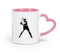 AYUEHBN Taza de café elegante de cerámica, diseño de jugador de béisbol, bate, pelota deportiva (320 ml), apta para lavavajillas y microondas, para la oficina y el hogar, color rosa