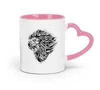 AYUEHBN Taza de cerámica - Cabeza de animal salvaje africano peligroso y aterrador con rugido de león (320 ml) Ideal para uso en el hogar y la oficina, color rosa