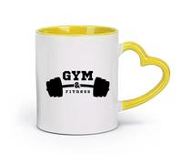 AYUEHBN Taza de cerámica - Cerámica Athletic Fitnesscenter Club Iron Gymnastics Bodybuilding Sport (11 oz/320 ml) y apta para microondas, color amarillo