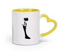 AYUEHBN Taza de cerámica - Cerámica Dama Vestido de noche Cóctel Atractivo sexual Fiesta posterior （11oz/320ml） Tazas de café de cerámica para el hogar o el trabajo Amarillo