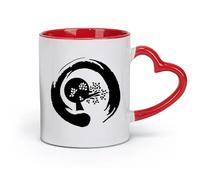 AYUEHBN Taza de cerámica - Cerámica Enso Circle Zen Yoga Studio Mediation Tree Balance (11 oz/320 ml) Apto para lavavajillas y microondas Rojo