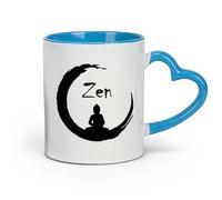 AYUEHBN Taza de cerámica Círculo Zen Budismo Meditación Buda Yoga (11 oz/320 ml) Café, té, café con leche, leche, cacao, jugo y otras bebidas calientes Azul