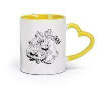 AYUEHBN Taza de cerámica con diseño de animales de fantasía de batalla, mono, gorila, pulpo, rabia (320 ml) para el hogar y la oficina, color amarillo