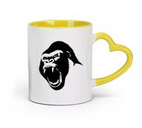 AYUEHBN Taza de cerámica con diseño de cabeza de gorila, primate, mono, depredador (320 ml) para café, sopa, té, leche, café con leche y chocolate caliente. Para damas y caballeros.