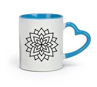 AYUEHBN Taza de cerámica con diseño de loto, mandala, hinduismo, budismo, yoga y meditación (320 ml), elegante y duradera, apta para microondas y lavavajillas. Azul.