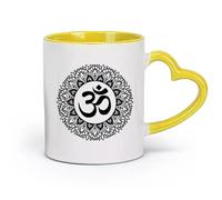 AYUEHBN Taza de cerámica con diseño de mandala, círculos, flores, yoga, hinduismo y meditación (320 ml), ideal para cocinas, restaurantes y cafeterías. Ideal como regalo.