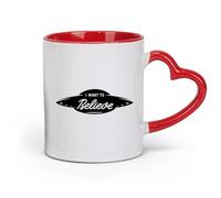 AYUEHBN Taza de cerámica con diseño de OVNI, nave alienígena, platillo volador, logotipo Quiero creer (320 ml) para capuchino, latte macchiato, té y espresso.