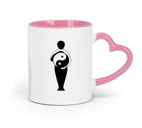 AYUEHBN Taza de cerámica con diseño de Yin Yang, filosofía china, meditación zen (320 ml), ideal para cocinas, restaurantes y cafeterías. Ideal como regalo. Color rosa.