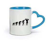 AYUEHBN Taza de cerámica con estilo, Evolución del hombre, gimnasia, culturismo, músculos hermosos (320 ml) para el hogar y la oficina, color azul.