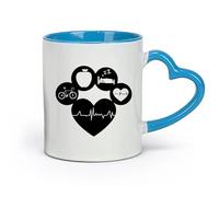 AYUEHBN Taza de cerámica con estilo para café, estilo de vida saludable, deportes, gimnasia, gimnasio, dieta, cardio (320 ml) para oficina y hogar, color azul.
