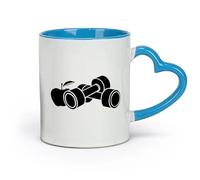 AYUEHBN Taza de cerámica con mancuernas, estilo de vida saludable, nutrición, dieta, gimnasia (320 ml), porcelana fina (cerámica), color azul