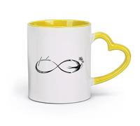 AYUEHBN Taza de cerámica con símbolo de libertad, romance, infinito, golondrina, pájaros vintage (320 ml) ideal para el hogar, la oficina, cafeterías, ideas de regalo amarillas