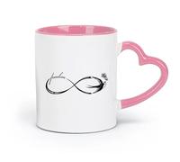 AYUEHBN Taza de cerámica con símbolo de libertad, romance, infinito, golondrina, pájaros vintage (320 ml) ideal para el hogar, la oficina, cafeterías, ideas de regalo, color rosa